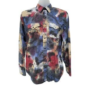 Reatta Pearl Snap Mens M Multicolor Blue Paisley Western Dress Shirt Cowboy